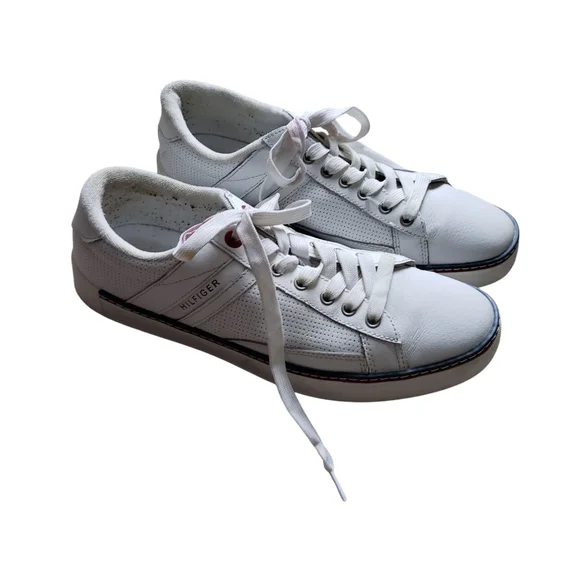 Tommy Hilfiger White Sneakers with Black Trim - Picture 1 of 1